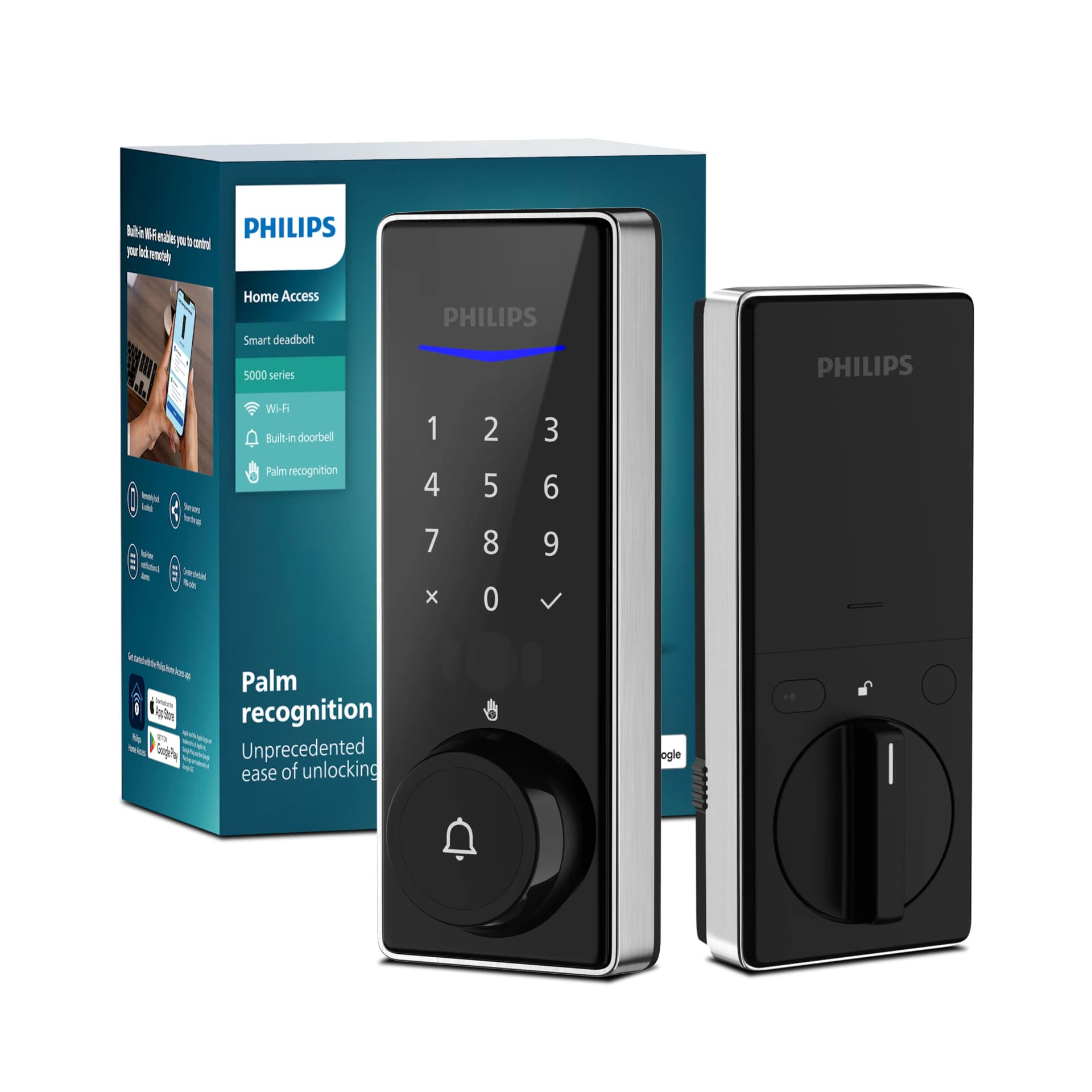 Philips 5000 Series Smart Palm Recognition Lock - Satin Nickel