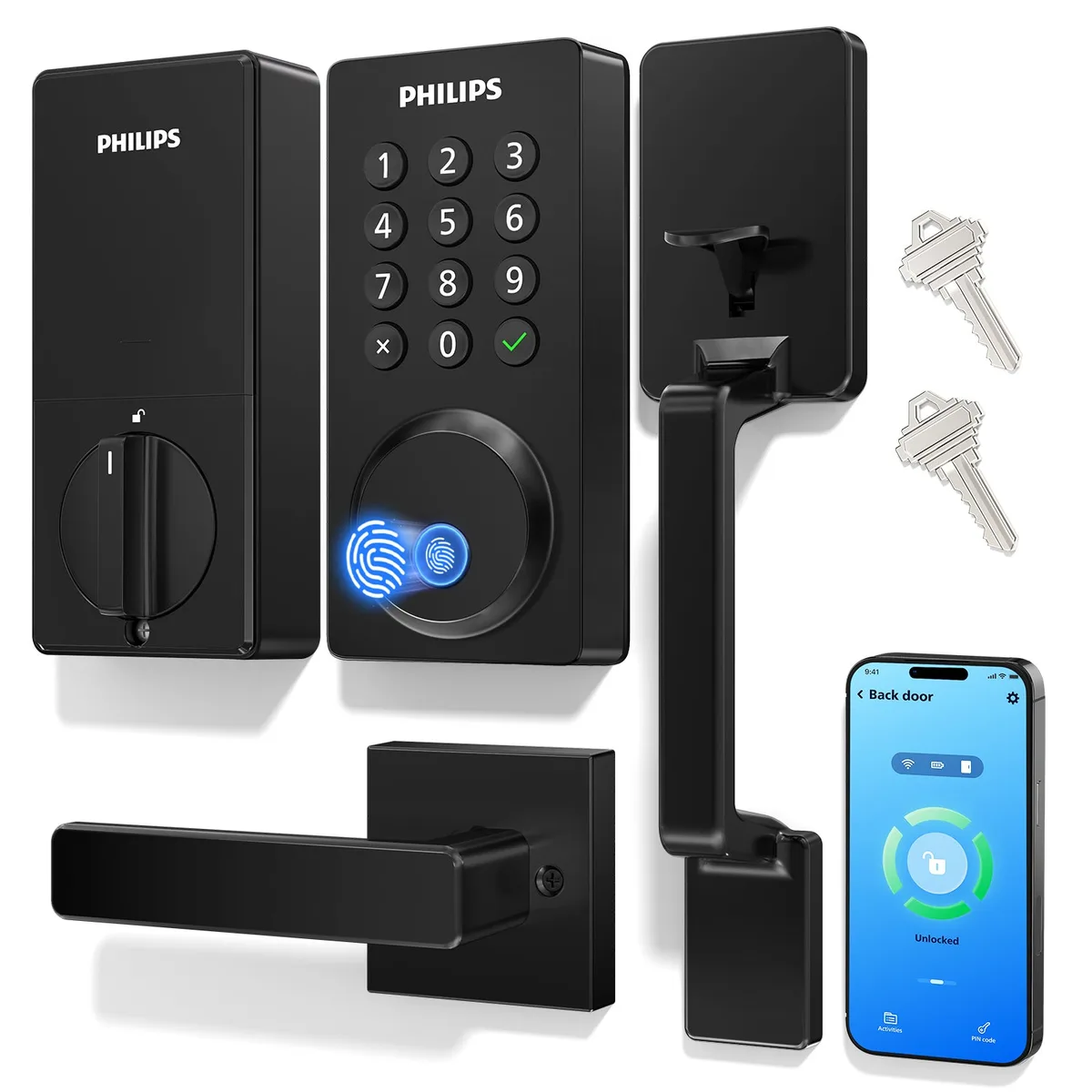 Philips DDL242X-1HW-H - Matte Black Smart Lock